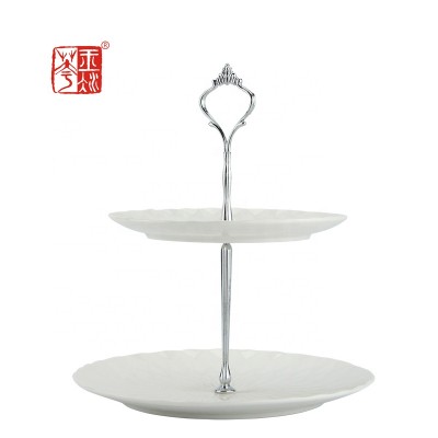 Decorating Tools  2 Tiers black porcelain ceramic plate Wedding Cake Stands