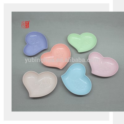 Set of 6 Color Clay Ceramic Snack Dishe with Heart Shape